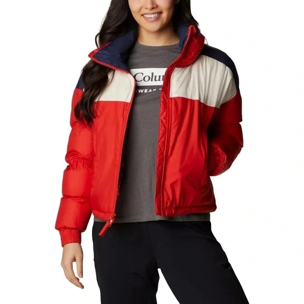 NWT Columbia Pike Lake Cropped Jacket Women's Size Large Red White MSRP $180